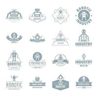 Robot logo icons set, simple style vector