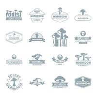 Mushroom forest logo icons set, simple style vector