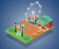 Theme park concept banner, isometric style