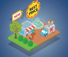 Best price concept banner, isometric style