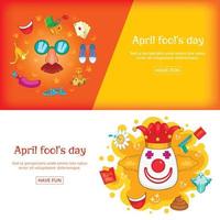 April Fools Day banner set template, cartoon style vector