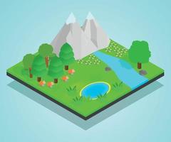 Clean forest concept banner, isometric style vector