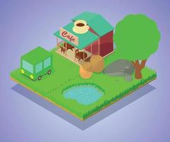 Village cafe concept banner, isometric style vector