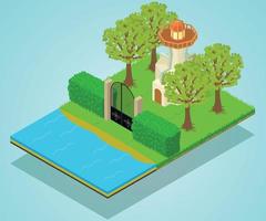 Lighthouse concept banner, isometric style vector