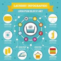 concepto infográfico de lavandería, estilo plano vector