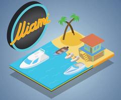 Coast miami concept banner, isometric style vector