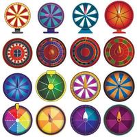Roulette icon set, cartoon style vector