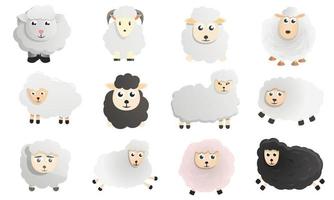 Sheep icon set, cartoon style vector