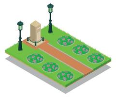 Alley concept banner, isometric style vector