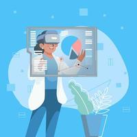 Scientist Using Virtual Headset Search Data Concept vector