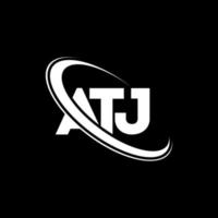 logotipo de atj. atj carta. diseño del logotipo de la letra atj. logotipo de las iniciales atj vinculado con el círculo y el logotipo del monograma en mayúsculas. tipografía atj para tecnología, negocios y marca inmobiliaria. vector