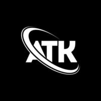 logotipo de atk. atk carta. diseño del logotipo de la letra atk. Logotipo de iniciales atk vinculado con círculo y logotipo de monograma en mayúsculas. tipografía atk para tecnología, negocios y marca inmobiliaria. vector