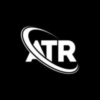 logotipo de atr. letra atr. diseño del logotipo de la letra atr. logotipo de las iniciales atr vinculado con el círculo y el logotipo del monograma en mayúsculas. tipografía atr para tecnología, negocios y marca inmobiliaria. vector