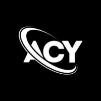 logotipo de acy. una carta de acy. diseño del logotipo de la letra acy. logotipo inicial de acy vinculado con un círculo y un logotipo de monograma en mayúsculas. tipografía acy para tecnología, negocios y marca inmobiliaria. vector