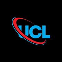 logotipo de la ucl. letra ucl. diseño del logotipo de la letra ucl. logotipo de las iniciales ucl vinculado con el círculo y el logotipo del monograma en mayúsculas. tipografía ucl para tecnología, negocios y marca inmobiliaria. vector