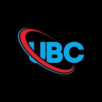 logotipo de la ubc. carta de la ubc. diseño del logotipo de la letra ubc. logotipo de las iniciales ubc vinculado con el círculo y el logotipo del monograma en mayúsculas. tipografía ubc para tecnología, negocios y marca inmobiliaria. vector