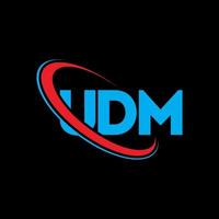 logotipo de la udm. letra udm. diseño del logotipo de la letra udm. Logotipo de iniciales udm enlazado con círculo y logotipo monograma en mayúsculas. tipografía udm para marca tecnológica, comercial e inmobiliaria. vector