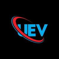 logotipo de uv. letra uv. diseño del logotipo de la letra uev. logotipo de las iniciales uev vinculado con el círculo y el logotipo del monograma en mayúsculas. tipografía uev para tecnología, negocios y marca inmobiliaria. vector