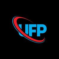 logotipo de la ufp. carta upp. diseño del logotipo de la letra ufp. logotipo de iniciales ufp vinculado con círculo y logotipo de monograma en mayúsculas. tipografía ufp para tecnología, negocios y marca inmobiliaria. vector