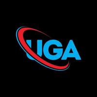 UGA logo. UGA letter. UGA letter logo design. Initials UGA logo linked with circle and uppercase monogram logo. UGA typography for technology, business and real estate brand. vector
