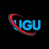 logotipo de ugu. letra ugu. diseño de logotipo de letra ugu. logotipo de iniciales ugu vinculado con círculo y logotipo de monograma en mayúsculas. tipografía ugu para tecnología, negocios y marca inmobiliaria. vector