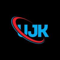 logotipo de ujk. carta ujk. diseño del logotipo de la letra ujk. logotipo de las iniciales ujk vinculado con un círculo y un logotipo de monograma en mayúsculas. tipografía ujk para tecnología, negocios y marca inmobiliaria. vector