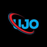 UJO logo. UJO letter. UJO letter logo design. Initials UJO logo linked with circle and uppercase monogram logo. UJO typography for technology, business and real estate brand. vector