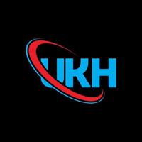 logotipo de ukh. carta ukh. diseño del logotipo de la letra ukh. logotipo de las iniciales ukh vinculado con un círculo y un logotipo de monograma en mayúsculas. tipografía ukh para tecnología, negocios y marca inmobiliaria. vector