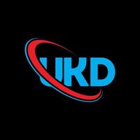 logotipo de Reino Unido. letra del Reino Unido. diseño del logotipo de la letra ukd. logotipo de las iniciales ukd vinculado con un círculo y un logotipo de monograma en mayúsculas. tipografía ukd para tecnología, negocios y marca inmobiliaria. vector