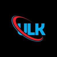 logotipo de ulk. carta ulk. diseño del logotipo de la letra ulk. Logotipo de iniciales ulk vinculado con círculo y logotipo de monograma en mayúsculas. tipografía ulk para tecnología, negocios y marca inmobiliaria. vector