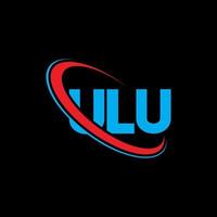 logotipo de ulú. letra ulú. diseño del logotipo de la letra ulu. logotipo de las iniciales ulu vinculado con el círculo y el logotipo del monograma en mayúsculas. tipografía ulu para tecnología, negocios y marca inmobiliaria. vector