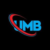 logotipo de umb. letra umbia. diseño del logotipo de la letra umb. logotipo de las iniciales umb vinculado con el círculo y el logotipo del monograma en mayúsculas. tipografía umb para tecnología, negocios y marca inmobiliaria. vector