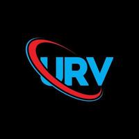 logotipo de urv. carta urv. diseño del logotipo de la letra urv. logotipo de urv de iniciales vinculado con círculo y logotipo de monograma en mayúsculas. tipografía urv para tecnología, negocios y marca inmobiliaria. vector