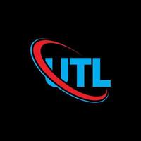 logotipo de la utl. letra utl. diseño de logotipo de letra utl. logotipo de iniciales utl vinculado con círculo y logotipo de monograma en mayúsculas. tipografía utl para tecnología, negocios y marca inmobiliaria. vector