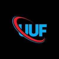 logotipo de uuf. uuf letra. diseño del logotipo de la letra uuf. logotipo de las iniciales uuf vinculado con el círculo y el logotipo del monograma en mayúsculas. tipografía uuf para tecnología, negocios y marca inmobiliaria. vector