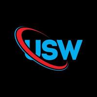 logotipo de usw. carta usw. diseño del logotipo de la letra usw. logotipo de las iniciales usw vinculado con el círculo y el logotipo del monograma en mayúsculas. tipografía usw para tecnología, negocios y marca inmobiliaria. vector