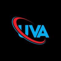 logotipo de uva. letra uva. diseño del logotipo de la letra uva. logotipo de iniciales uva vinculado con círculo y logotipo de monograma en mayúsculas. tipografía uva para tecnología, negocios y marca inmobiliaria. vector