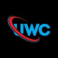 logotipo de uwc. carta uwc. diseño del logotipo de la letra uwc. logotipo de las iniciales uwc vinculado con un círculo y un logotipo de monograma en mayúsculas. tipografía uwc para tecnología, negocios y marca inmobiliaria. vector