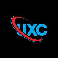 logotipo de uxc. carta uxc. diseño del logotipo de la letra uxc. logotipo de iniciales uxc vinculado con círculo y logotipo de monograma en mayúsculas. tipografía uxc para tecnología, negocios y marca inmobiliaria. vector