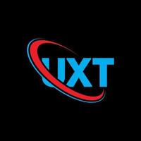 logotipo de uxt. carta uxt. diseño del logotipo de la letra uxt. logotipo de iniciales uxt vinculado con círculo y logotipo de monograma en mayúsculas. tipografía uxt para tecnología, negocios y marca inmobiliaria. vector