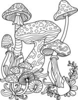 Mushroom Coloring Page For Adults vector