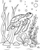 Sea Turtle Coloring Page For kids vector