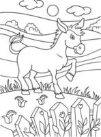 Donkey Coloring Page for Kids vector