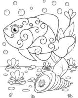 Fish Coloring Page For Kids vector