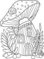 Mushroom Coloring Page For Adults vector