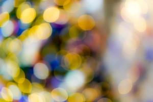 Colourful Beautiful Blurry circle bokeh, out of focus background in the Christmas concept and theme. photo