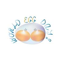 An egg with two yolks and in a shell. World Egg Day. Vector illustration