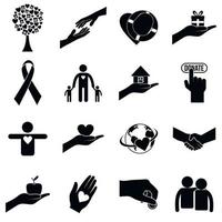 caridad negro iconos simples vector