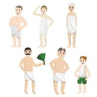 conjunto de iconos de toallas de baño, estilo de dibujos animados vector