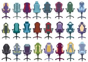 Gaming chair icons set cartoon vector. Game equipment vector